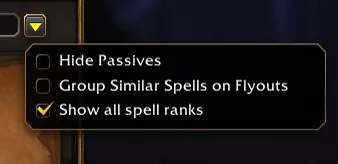 勾选 Show all spell ranks 以查看全部技能等级 勾选 Show all spell ranks 以查看全部技能等级