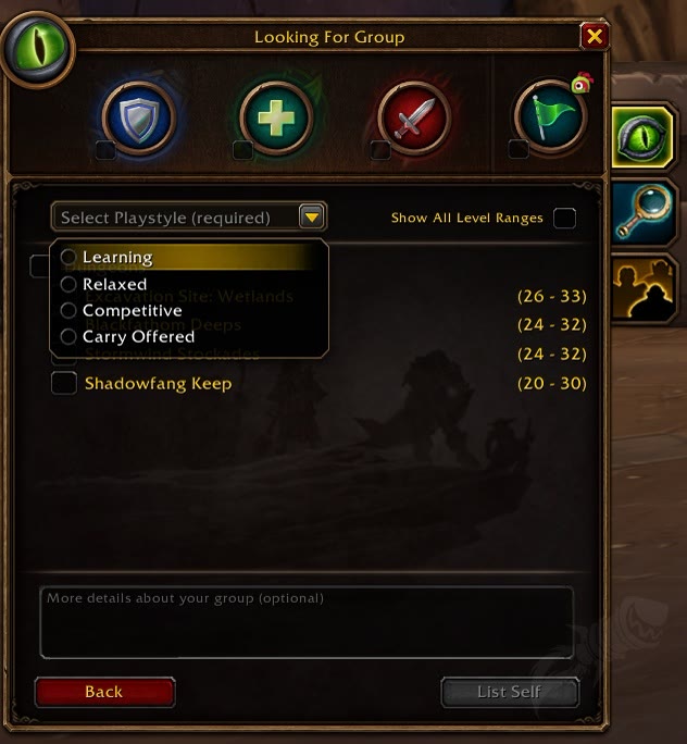 魔兽无限：LFG 新增必选「玩法风格」，带人躺赢选项引争议